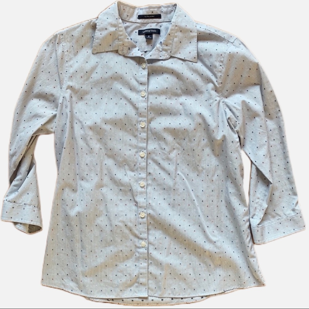 Lands’ End 100% Supima Cotton No-Iron Button Up Top